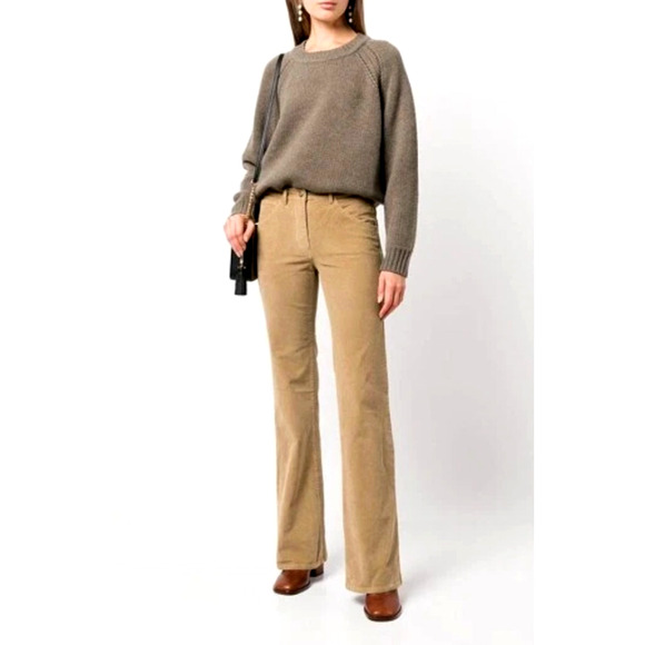 NEW! Nili Lotan 6 Celia Bootcut CORDUROY Pants Mid Rise Bootcut Camel Tan - Picture 1 of 9